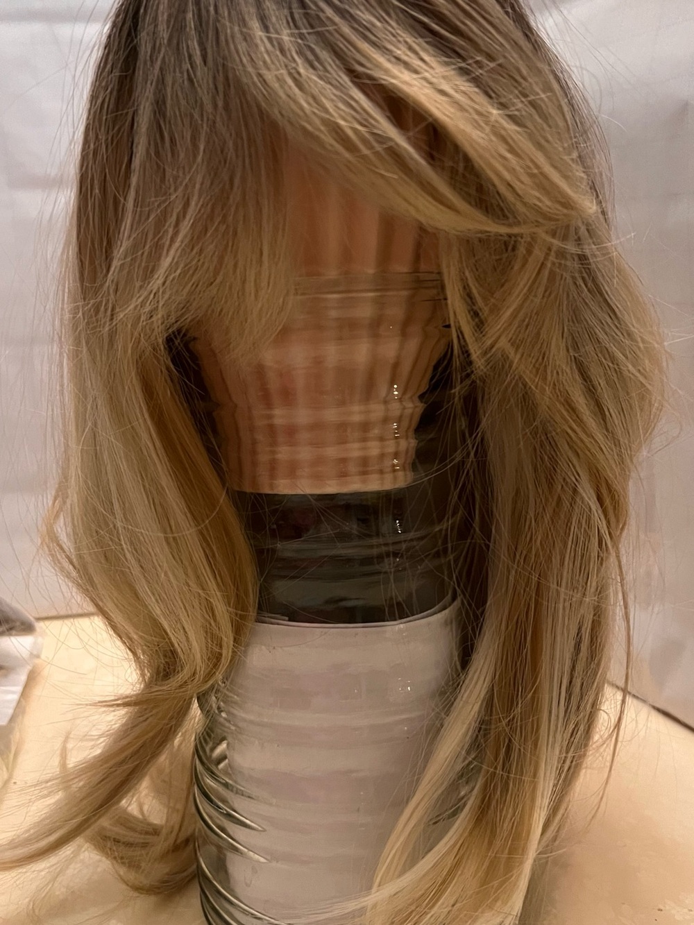 Blonde Layered Women's Wig with Soft Bangs